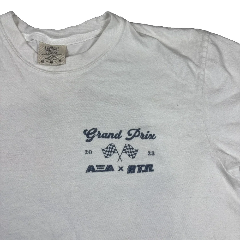 PURDUE GRAND PRIX 2023 AXID X ATO SORORITY FRATERNITY T-SHIRT WHITE SIZE MEDIUM